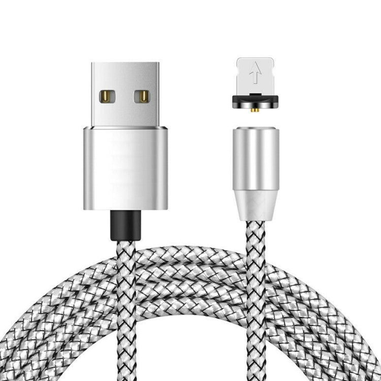 USB to 8 Pin Magnetic Metal Connector Nylon Two-color Braided Magnetic Data Cable, Cable Length: ...