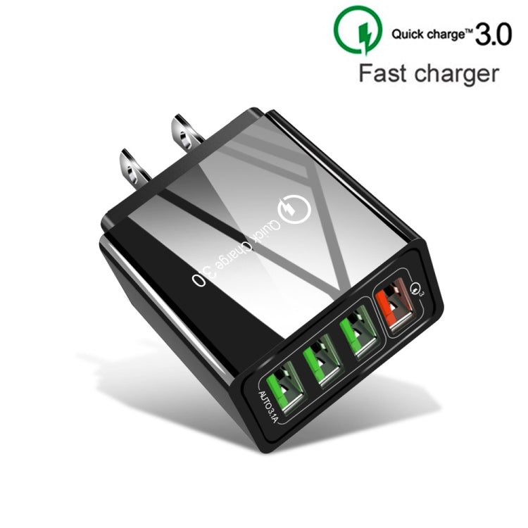 2 in 1 1m USB to Micro USB Data Cable + 30W QC 3.0 4 USB Interfaces Mobile Phone Tablet PC Univer...