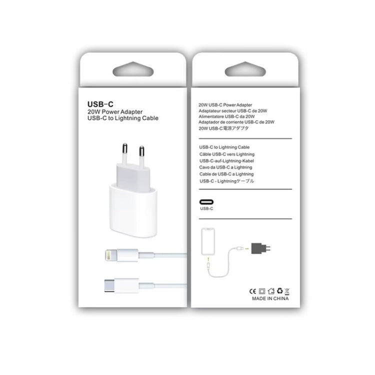 2 in 1 PD 20W Single USB-C / Type-C Port Travel Charger + 3A PD3.0 USB-C / Type-C to 8 Pin Fast C...