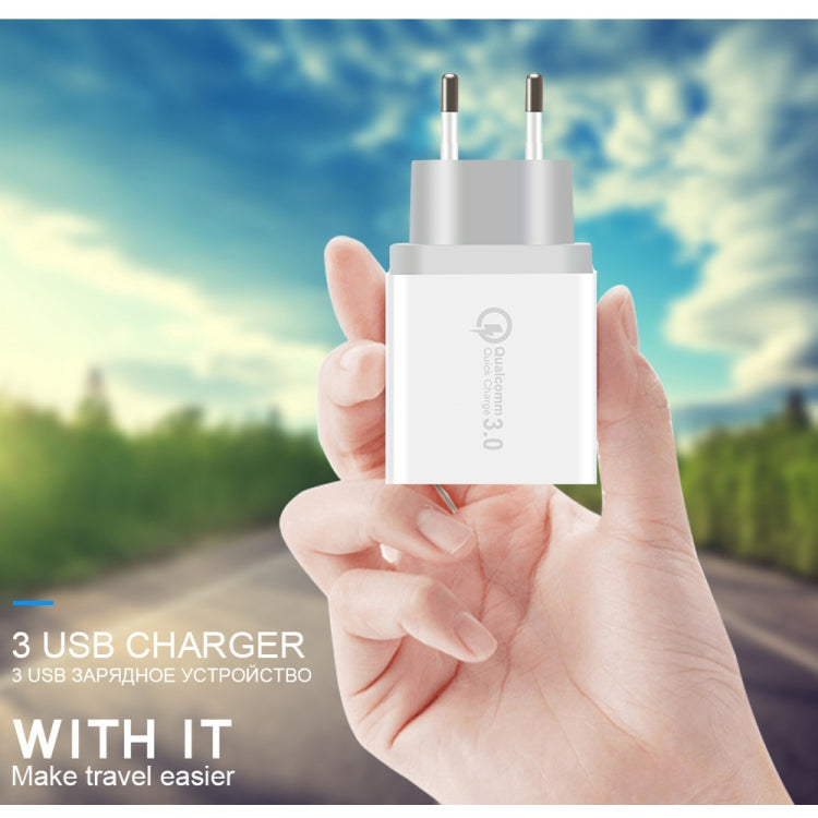 SDC-30W 2 in 1 USB to 8 Pin Data Cable + 30W QC 3.0 USB + 2.4A Dual USB 2.0 Ports Mobile Phone Ta...