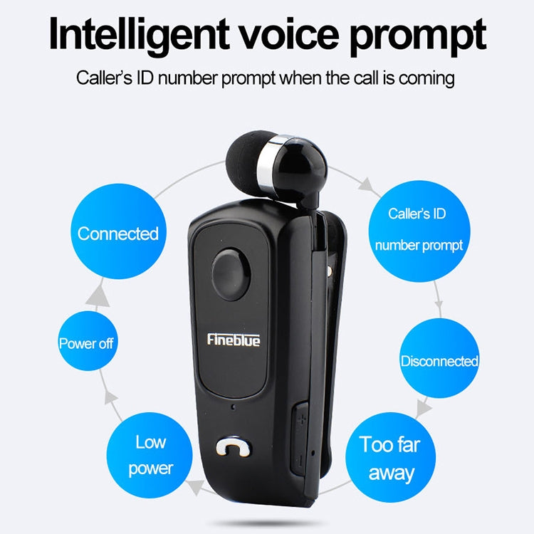 F920 CSR4.1 Retractable Cable Caller Vibration Reminder Anti-theft Bluetooth Headset, Black, Whit...