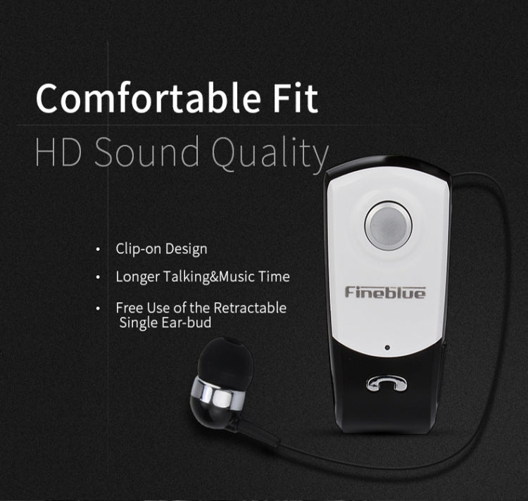 F960 CSR4.1 Retractable Cable Caller Vibration Reminder Anti-theft Bluetooth Headset, Black, Whit...
