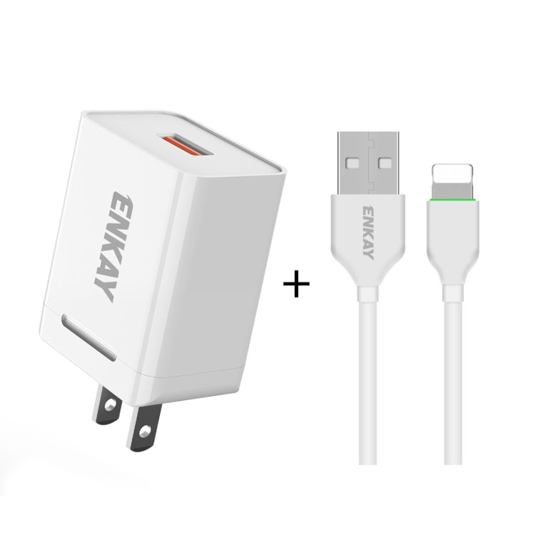 ENKAY Hat-Prince U015 18W 3A QC3.0 Fast Charging Power Adapter US Plug Portable Travel Charger