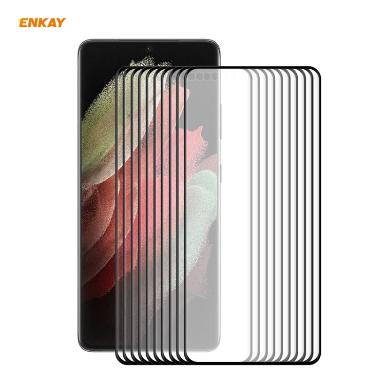 10 PCS For Samsung Galaxy S21 Ultra 5G ENKAY Hat-Prince 3D Full Screen PET Curved Hot Bending HD ...