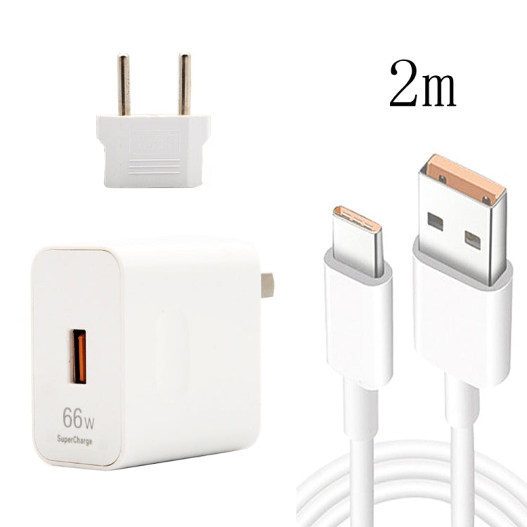 66W USB Fast Charging Travel Charger With EU Plug Conversion Head + 6A USB to Type-C Flash Chargi...