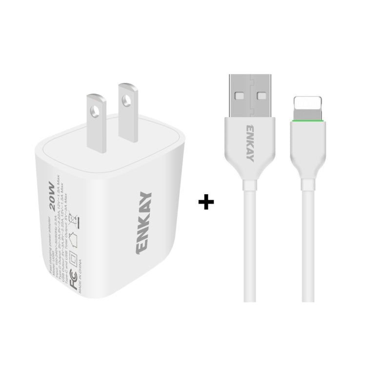ENKAY Hat-Prince 20W PD Type-C + QC 3.0 USB Fast Charging Travel Charger Power Adapter with Fast ...