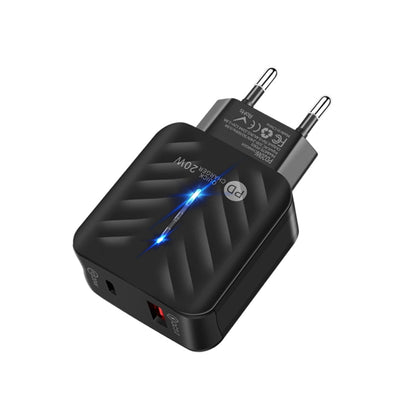PD03 20W Type-C + QC3. 0 USB Charger with Indicator Light, EU Plug, EU Plug