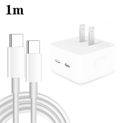 PD 35W Dual USB-C / Type-C Ports Charger with Type-C to Type-C Data Cable, US Plug