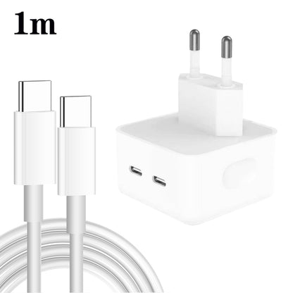 PD 35W Dual USB-C / Type-C Ports Charger with Type-C to Type-C Data Cable, EU Plug