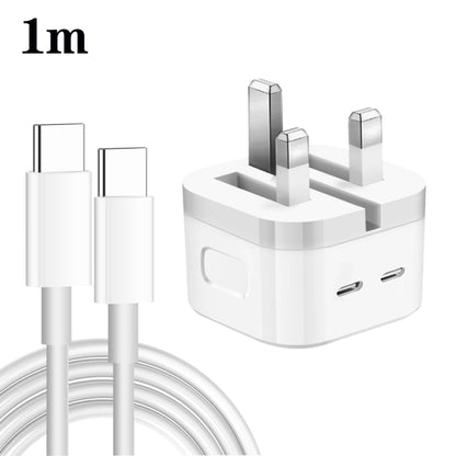 PD 35W Dual USB-C / Type-C Ports Charger with Type-C to Type-C Data Cable, UK Plug