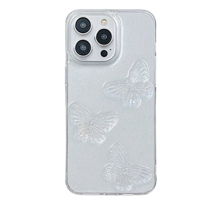 Clear Crystal Butterflies TPU Phone Case, For iPhone 16 Pro Max, For iPhone 16 Pro