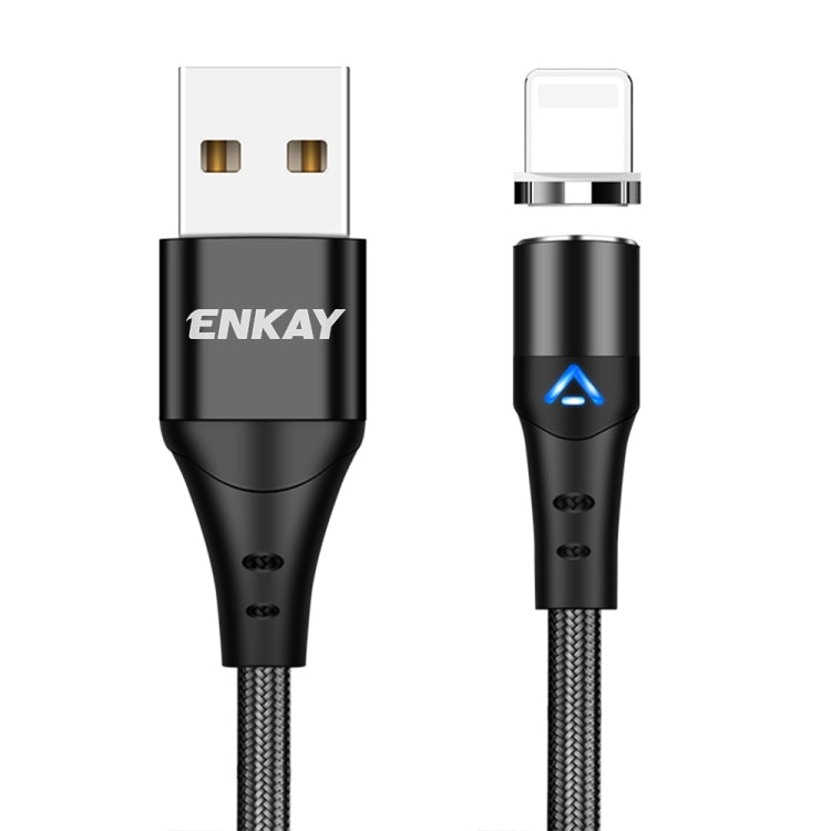 ENKAY 3A USB to 8 Pin Magnetic Fast Charging Data Cable with LED Light, 1m 3A USB to 8 Pin