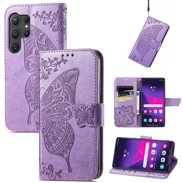 Butterfly Love Flower Embossed Leather Phone Case, For Samsung Galaxy A36, For Samsung Galaxy S25...