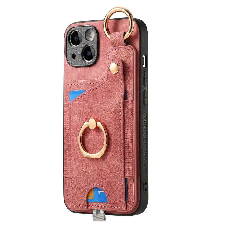 Retro Skin-feel Ring Card Bag Phone Case with Hang Loop