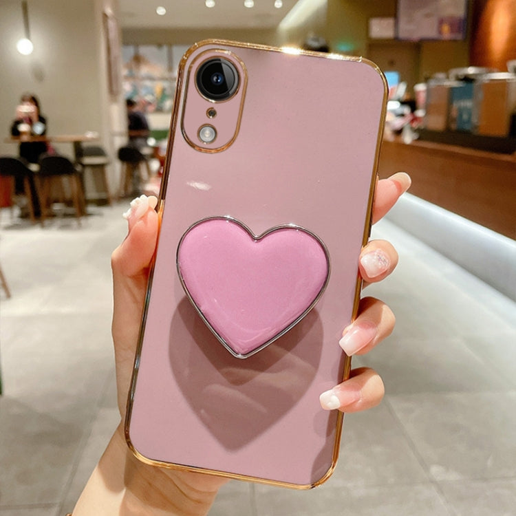 Electroplating Love Heart Holder TPU Phone Case