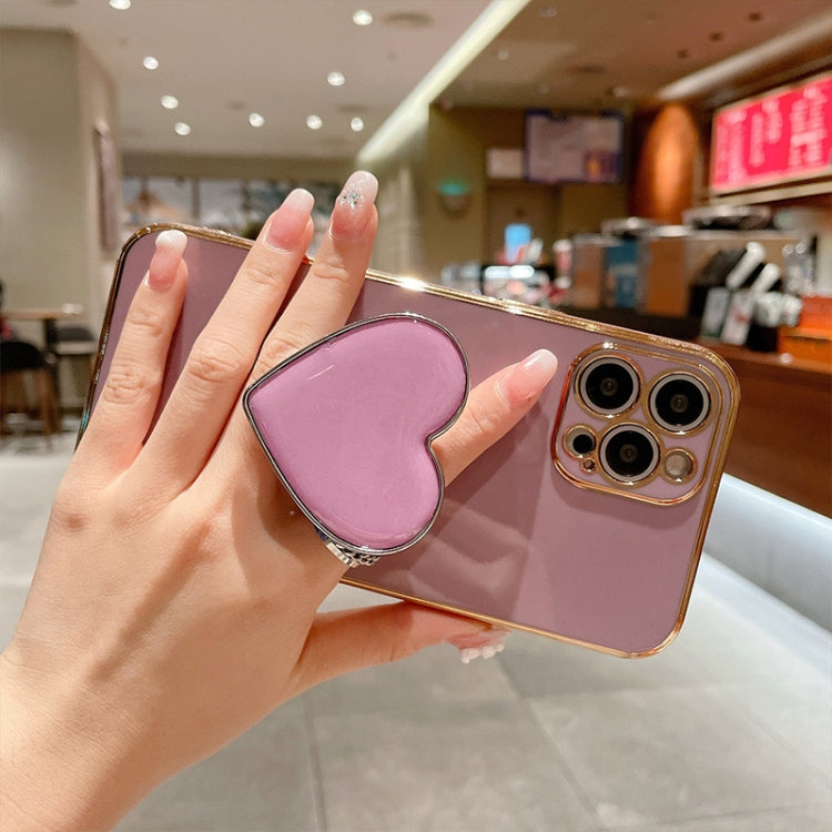 Electroplating Love Heart Holder TPU Phone Case