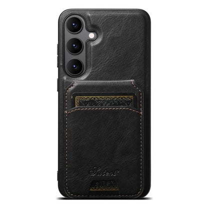 Suteni H15  Oil Eax Leather Detachable Wallet Back Phone Case, For Samsung Galaxy S25 5G