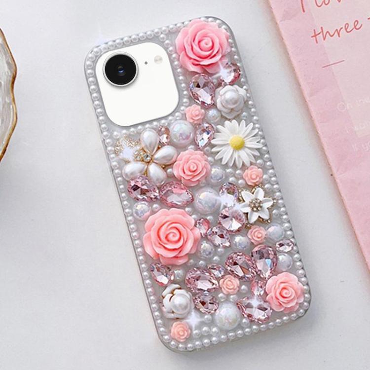 Rose Hand-set Diamond PC Phone Case, For iPhone 16e, For iPhone 16 Pro Max, For iPhone 16 Pro