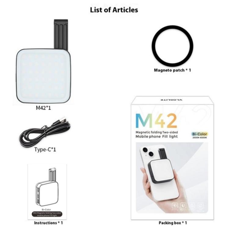 M42 Double-Sided Lighting Fill Light MagSafe Magnetic Phone Selfie Beauty Lamp, M42