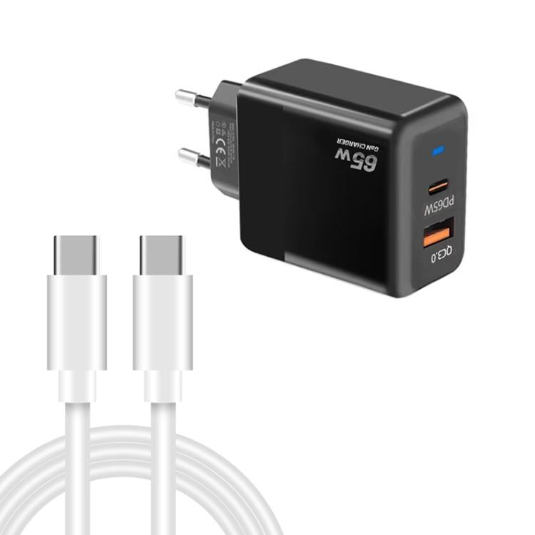 PD41 GaN PD 45W + USB Charger with Type-C to Type-C Data Cable, EU Plug, EU Plug