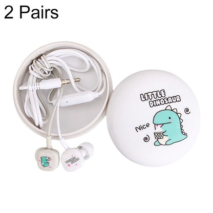 2 Pairs Cartoon Pattern Heavy Bass In-Ear Headphones Universal Wired Headphones with Microphone