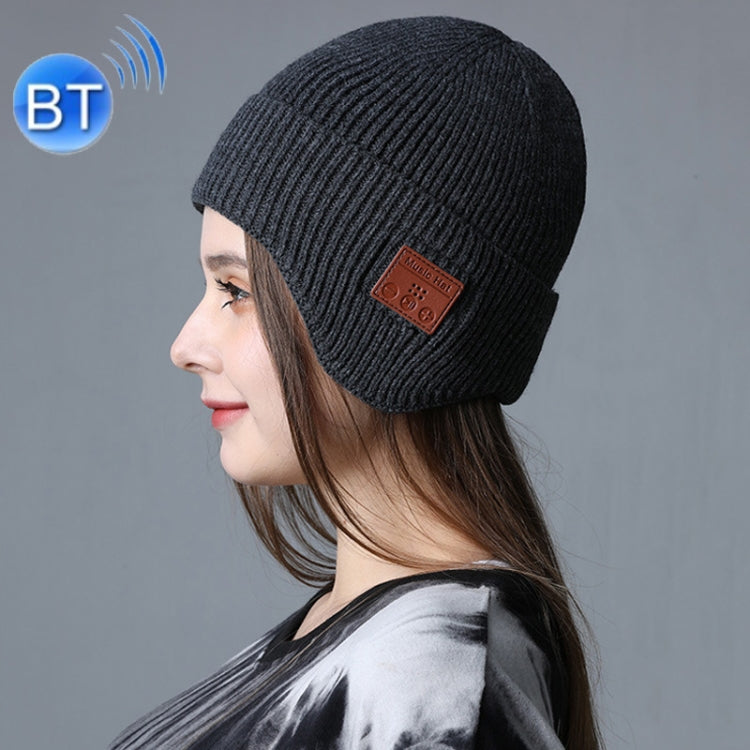 TR Ear-Covered Bluetooth Music Hat 5.0 Binaural Stereo Headphone Cap, Black, Dark Gray