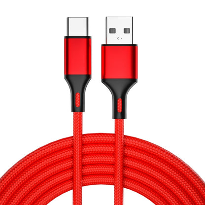 4 PCS 2.4A USB-C / Type-C to USB Braided Fast Charging Sync Data Cable, Length:, 0.25m (Red)