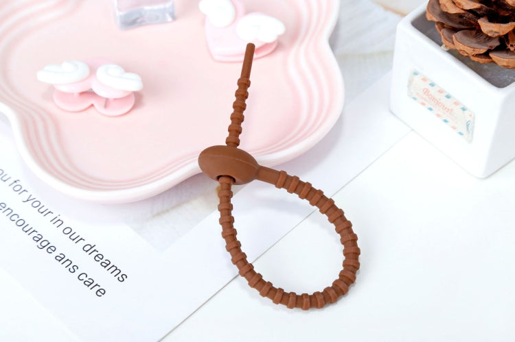 20 PCS Silicone Data Cable Storage Strap Cable Organizer, 21cm Brown, 21cm Grey, 21cm Yellow