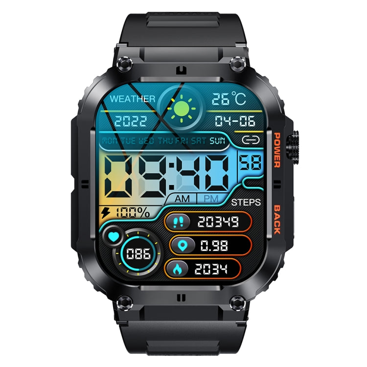 K57 Pro 1.96 Inch Bluetooth Call Music Weather Display Waterproof Smart Watch, Black, Orange