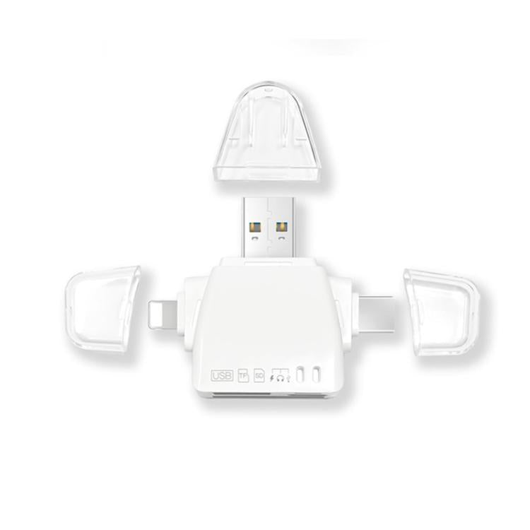 AJ-701 USB-A To USB-C / Type-C + Micro USB + 8 Pin 7-In-1 Universal Card Reader