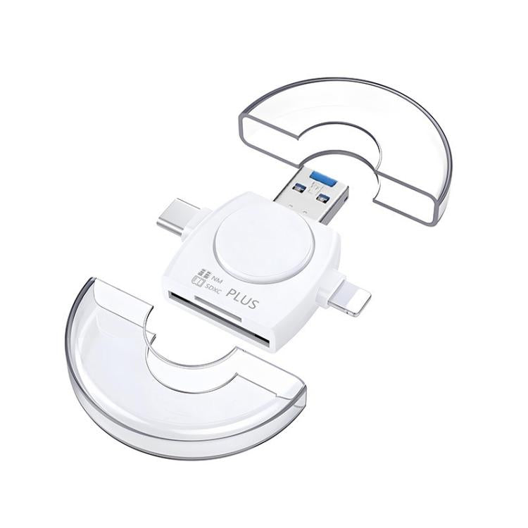 USB 3.0 To USB-C / Type-C / 8 Pin 6-In-1 Multifunctional TF / SD / NM Card Reader