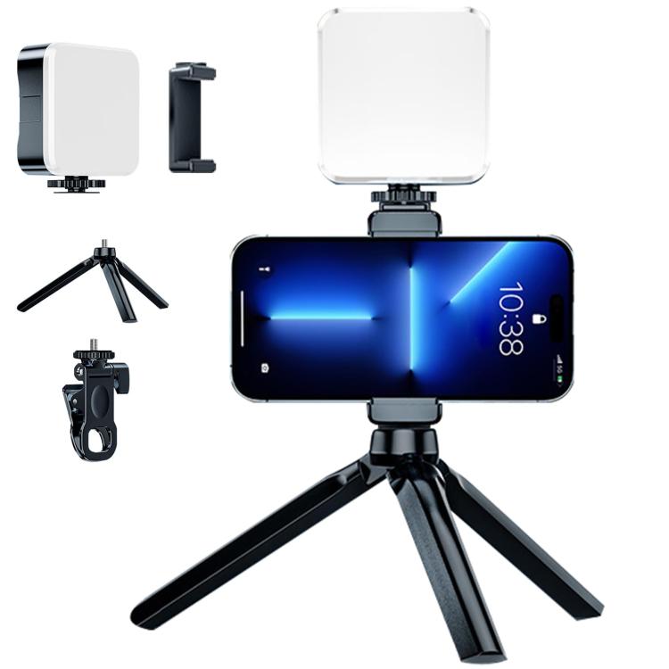 Selfie Fill Light 3 Color Temperature Clip On Lamp with PTZ & Tripod Kit, Battery Type