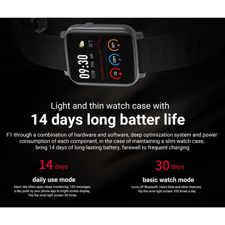 SMA-F1 1.3 inch TFT Full Touch Screen IP68 Waterproof Smart Sports Watch, Support Dynamic Heart R...