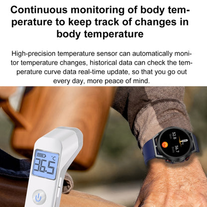 ET310 1.39 inch IPS Screen IP67 Waterproof Silicone Band Smart Watch, Support Body Temperature Mo...