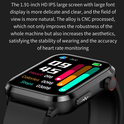 1.91 inch IPS Screen IP68 Waterproof Silicone Band Smart Watch