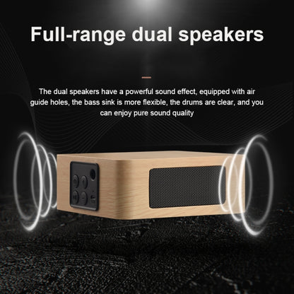 Q1A Bluetooth 4.2 Mini Wooden Double Horns Bluetooth Speaker, Q1A(Yellow Wood Texture)�����������...