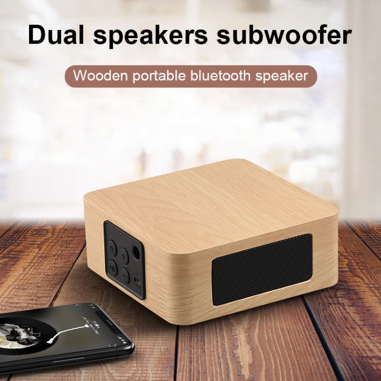Q1A Bluetooth 4.2 Mini Wooden Double Horns Bluetooth Speaker, Q1A(Yellow Wood Texture)�����������...