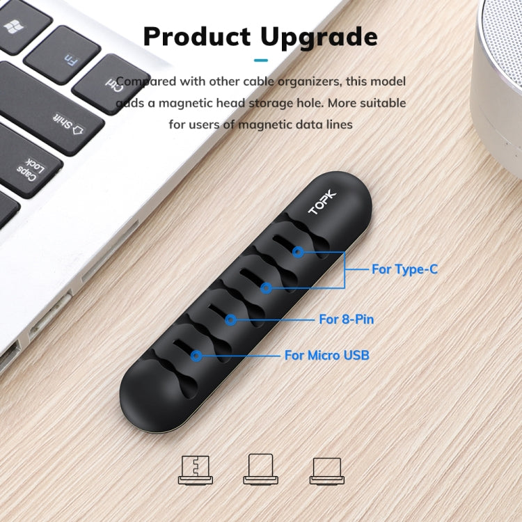 TOPK L35 Desktop Cable Organizer Data Cable Earphone Storage Cable Fixer Magnetic Head Storage Ca...