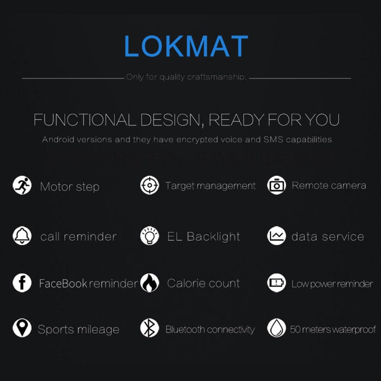 Lokmat MK16 LCD Screen 50m Waterproof Smart Watch