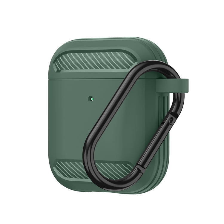 Wireless Earphones Shockproof Carbon Fiber Armor TPU Protective Case, For AirPods 1/2������������...