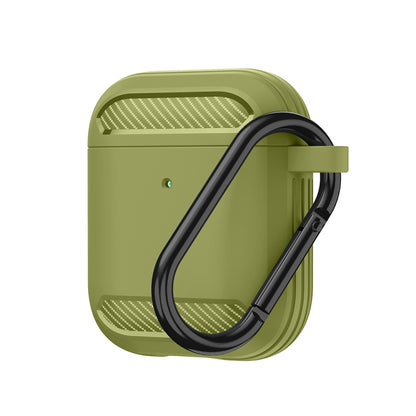 Wireless Earphones Shockproof Carbon Fiber Armor TPU Protective Case, For AirPods 1/2������������...