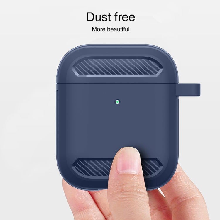 Wireless Earphones Shockproof Carbon Fiber Armor TPU Protective Case, For AirPods 1/2������������...