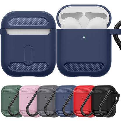 Wireless Earphones Shockproof Carbon Fiber Armor TPU Protective Case, For AirPods 1/2������������...
