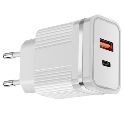 RSY USB + USB-C / Type-C Dual Ports Fast Charging Travel Charger,, US Plug, EU Plug