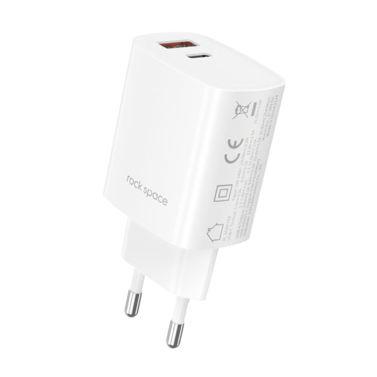 ROCK T51 31W Type-C / USB-C + USB PD Dual Ports Fast Charging Travel Charger Power Adapter,, EU P...