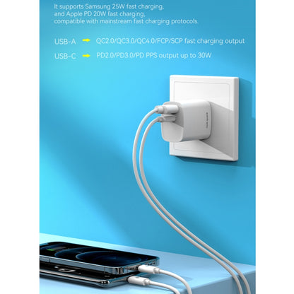 ROCK T51 31W Type-C / USB-C + USB PD Dual Ports Fast Charging Travel Charger Power Adapter,, EU P...