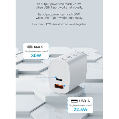 ROCK T51 31W Type-C / USB-C + USB PD Dual Ports Fast Charging Travel Charger Power Adapter,, EU P...