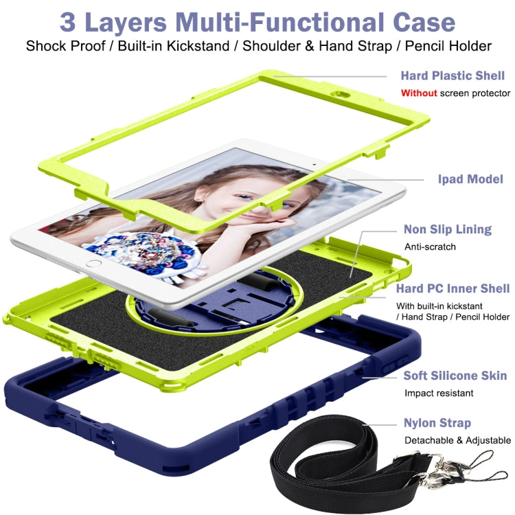 360 Degree Rotation Contrast Color Shockproof Silicone + PC Case with Holder & Hand Grip Strap & ...