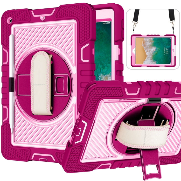360 Degree Rotation Contrast Color Shockproof Silicone + PC Case with Holder & Hand Grip Strap & ...