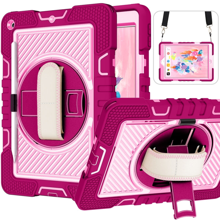 360 Degree Rotation Contrast Color Shockproof Silicone + PC Case with Holder & Hand Grip Strap & ...